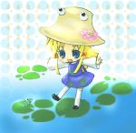  blonde_hair blue_eyes flower frog hat lowres moriya_suwako saitou_takana short_hair thigh-highs thighhighs touhou 