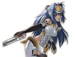  elbow_gloves gloves gun handgun janome_gochou kos-mos pistol red_eyes solo thighhighs weapon xenosaga xenosaga_episode_i 