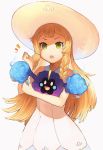  &gt;:o 1girl :o bangs bare_arms blonde_hair blunt_bangs braid collared_dress cosmog dress green_eyes hat highres lillie_(pokemon) long_hair npc open_mouth pokemon pokemon_(creature) pokemon_(game) pokemon_sm shiba_inu_(happy13227) simple_background sleeveless sleeveless_dress solo sun_hat sundress twin_braids white_background white_dress white_hat 