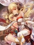  2girls anchira_(granblue_fantasy) anila_(granblue_fantasy) artist_request ass bare_shoulders blonde_hair breasts erun_(granblue_fantasy) fur gloves granblue_fantasy hairband horns large_breasts leotard long_hair looking_at_viewer monkey_ears monkey_tail multiple_girls one_eye_closed red_eyes sheep_horns sideboob sitting small_breasts smile tail thigh-highs thong_leotard very_long_hair wavy_hair white_gloves white_legwear yellow_eyes 