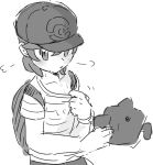  1boy baseball_cap hat male_focus male_protagonist_(pokemon_sm) pokemon pokemon_(game) pokemon_sm shirt short_hair solo sweat t-shirt toricolor1122 