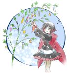  1girl bamboo black_dress cape decorating decorations dress iesupa music ruby_rose rwby singing tanabata 