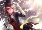  1girl artist_name bird eulyin_huan flower gloves hat love_live! love_live!_school_idol_festival love_live!_school_idol_project nishikino_maki redhead short_hair smile solo top_hat violet_eyes white_gloves 