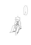  1boy artist_self-insert knees_up male_focus monochrome original ryou-san sitting solo translated white_background 