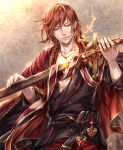  1boy dr. granblue_fantasy male_focus percival_(granblue_fantasy) red_eyes redhead smile sword weapon 