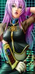  1girl 7/11_(fukuso) binary blue_eyes breasts grid_background highres large_breasts long_hair looking_at_viewer megurine_luka open_mouth pink_hair tagme vocaloid 