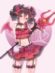  black_hair blush devil gloves horns long_hair love_live!_school_idol_project red_eyes shy skirt tail trident yazawa_nico 
