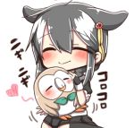  =_= ^_^ ahoge black_hair black_serafuku braid closed_eyes commentary fingerless_gloves gloves hair_flaps hair_ornament hair_over_shoulder jako_(jakoo21) kantai_collection petting pleated_skirt pokemon pokemon_(creature) pokemon_(game) pokemon_sm remodel_(kantai_collection) rowlet school_uniform seiza serafuku shigure_(kantai_collection) single_braid sitting skirt 