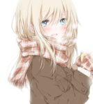  1girl blonde_hair blue_eyes gloves hiro_(hirohiro31) long_hair looking_at_viewer original scarf simple_background solo 