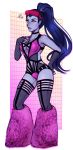  1girl boots breasts cleavage fishnet_gloves fur_boots gloves iahfy nail_polish overwatch raver revealing_clothes shutter_shades solo tagme widowmaker_(overwatch) 