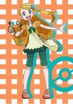  1girl bag blonde_hair blue_eyes dedenne eureka_(pokemon) handbag long_hair mabu_(dorisuto) older open_mouth pokemon pokemon_(anime) pokemon_(creature) pokemon_(game) pokemon_xy side_ponytail skirt solo 