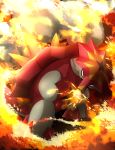  fire froslass_478 no_humans open_mouth pokemon pokemon_(creature) pokemon_(game) pokemon_sm shell solo turtonator 