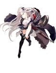  1girl albino black_boots black_ribbon bolt_action boots breasts coat covering covering_breasts covering_crotch full_body fur_trim german girls_frontline gun hair_ornament hair_ribbon hat headwear_removed high_heel_boots high_heels highres iron_cross jacket_on_shoulders kar98k_(girls_frontline) long_hair mauser_98 medium_breasts military military_uniform nazi off_shoulder official_art one_eye_closed open_clothes peaked_cap ribbon rifle solo standing standing_on_one_leg thigh-highs thigh_boots torn_clothes transparent_background uniform very_long_hair violet_eyes weapon white_hair 