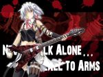  1girl bad_id braid female flying_v guitar highres instrument izayoi_sakuya megadeth navel short_hair silver_hair skirt solo thigh-highs touhou twin_braids yuuki_eishi 