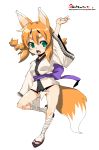  animal_ears copyright_request fox_ears highres japanese_clothes oekaki onija_tarou tail 