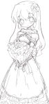  7010 bride dress flower long_hair lowres monochrome wedding_dress 