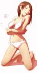  1girl barefoot bikini breasts brown_hair large_breasts mizu_asato sketch solo swimsuit 