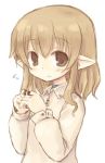  1girl 7010 brown_eyes brown_hair child elf lowres pointy_ears solo 