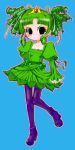  1girl genderswap genderswap_(mtf) green_hair katamari_damacy pantyhose princess simple_background solo souno_tasuku the_prince 