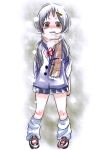  cold footwear grey_hair kumuiutabito long_hair loose_socks scarf school_uniform serafuku silver_hair socks sweater 