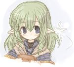  1girl 7010 blue_eyes green_hair lowres pointy_ears solo 