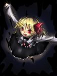  1girl aryus bad_id blonde_hair darkness female hair_ribbon outstretched_arms red_eyes ribbon rumia short_hair solo spread_arms the_embodiment_of_scarlet_devil touhou youkai 