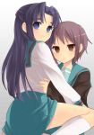  2girls asakura_ryouko half_updo hijiki_(hijikini) hijikini multiple_girls nagato_yuki school_uniform serafuku suzumiya_haruhi_no_yuuutsu 