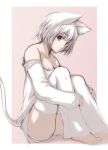  1girl animal_ears barefoot cat_ears cat_tail fujishima sketch solo tail thigh-highs 
