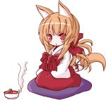  animal_ears food fox_ears japanese_clothes red_eyes shio_poteto tail 