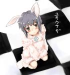  animal_ears blush from_above lefty10 looking_up nagato_yuki paws rabbit_ears suzumiya_haruhi_no_yuuutsu 