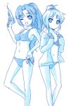  2girls asakura_ryouko bikini blue hijiki_(hijikini) hijikini monochrome multiple_girls nagato_yuki suzumiya_haruhi_no_yuuutsu swimsuit 