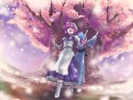  2girls aryus bad_id blue_eyes cherry_blossoms female hat letty_whiterock multiple_girls perfect_cherry_blossom purple_hair saigyou_ayakashi saigyouji_yuyuko snow touhou 