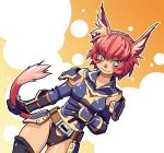  1girl animal_ears breasts final_fantasy final_fantasy_xi gloves katy_(artist) mithra redhead slit_pupils solo tail yellow_eyes 