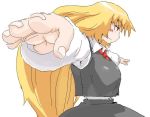  1girl alternate_hair_length alternate_hairstyle blonde_hair female foreshortening long_hair oekaki older outstretched_arms red_eyes rumia solo spread_arms the_embodiment_of_scarlet_devil touhou youkai 