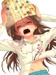  bad_id flat_chest lampshade midriff nagasawa_shin navel open_mouth original shouting uvula 