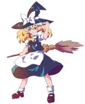  bad_id blonde_hair blue_eyes broom female hat kirisame_marisa shati shoes touhou witch witch_hat 