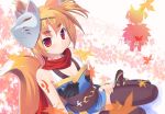  1girl amasa_mitsunaru animal_ears fox_ears fox_tail mask ninja ninja_(ragnarok_online) ragnarok_online red_eyes red_scarf scarf solo tail thigh-highs 