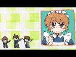  2boys 2girls alternate_costume asahina_mitsuru chibi enmaided genderswap genderswap_(ftm) genderswap_(mtf) koizumi_itsuki_(female) kyonko letterboxed mahoromatic maid multiple_boys multiple_girls parody shinonome suzumiya_haruhi_no_yuuutsu suzumiya_haruhiko tears 