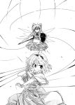  1girl alice_margatroid capelet doll dress expressionless female hairband kiku_hitomoji lance looking_at_viewer monochrome polearm puppet_strings shaded_face shanghai_doll shield short_hair size_difference solo tora_tooru toru_tooru touhou weapon 