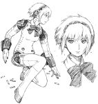  1girl aegis aegis_(persona) android atlus bow highres monochrome persona persona_3 ribbon robot_joints short_hair traditional_media yug 