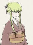  c.c. code_geass green_hair hair_bun japanese_clothes jyuru kimono yellow_eyes 