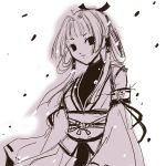  1girl japanese_clothes lowres monochrome purple sinko solo 