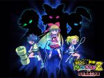  3girls akazutsumi_momoko belt black_hair blonde_hair blue_eyes cartoon_network glowing goutokuji_miyako green_eyes hair_ribbon hammer hyper_blossom lightning long_hair matsubara_kaoru minawa multiple_girls open_mouth orange_hair powered_buttercup powerpuff_girls powerpuff_girls_z red_eyes ribbon rolling_bubbles shadow short_hair twintails 