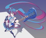  1girl bad_id bass_guitar blue_hair guitar hatsune_miku highres instrument mocha_(mocana) solo thigh-highs twintails vocaloid 