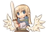  7010 blonde_hair blue_eyes lowres pointy_ears sword weapon wings 