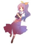  1girl belt book boots bow bracelet female hair_bow jewelry long_hair ponytail purple_hair red_eyes silent_sinner_in_blue solo torii_sumi touhou watatsuki_no_yorihime 