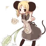  7010 animal_ears apron drill_hair lowres mouse_ears mouse_tail oekaki tail 