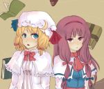  2girls alice_margatroid alice_margatroid_(cosplay) blue_eyes book cosplay costume_switch female long_hair multiple_girls no_hat patchouli_knowledge patchouli_knowledge_(cosplay) touhou 