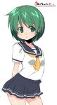  green_eyes green_hair oekaki onija_tarou original school_uniform serafuku short_hair 