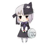  1girl asymmetrical_clothes blush chibi grey_hair mask os-tan red_eyes solo u_(the_unko) 